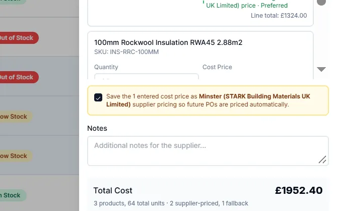 Close-up: Learns new cost prices